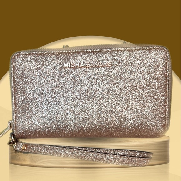 Michael Kors Rose Gold Glitter Wristlet - Picture 1 of 3